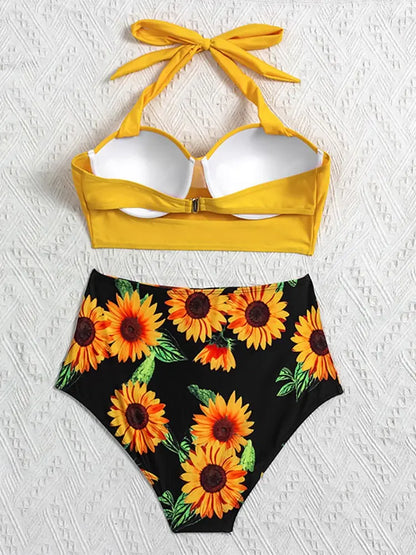 "Flinders" Floral High-Waist Bikini Set