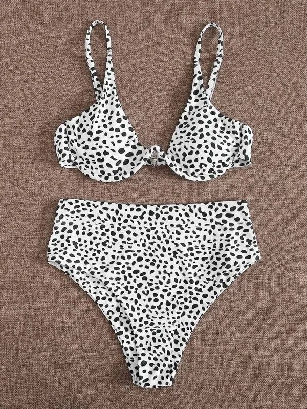 "Leura" Leopard Print Underwire High Waist Bikini