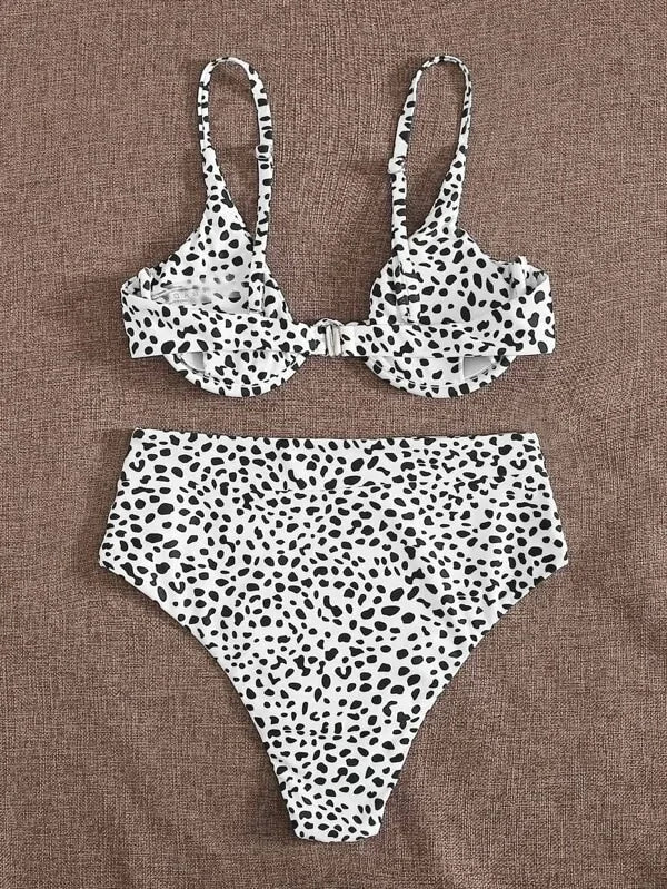 "Leura" Leopard Print Underwire High Waist Bikini